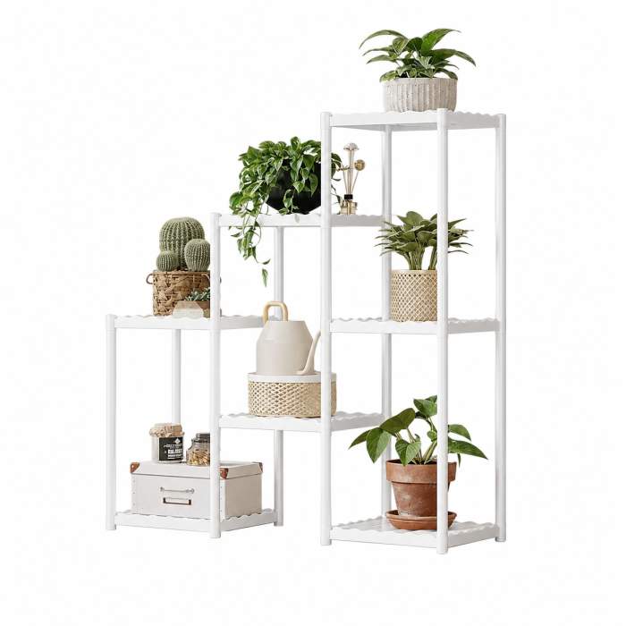 Suport Plante 7 Niveluri– Raft Multifuncțional Tip Scară pentru Ghivece, Cărți și Decorațiuni, Negru/Alb [2]