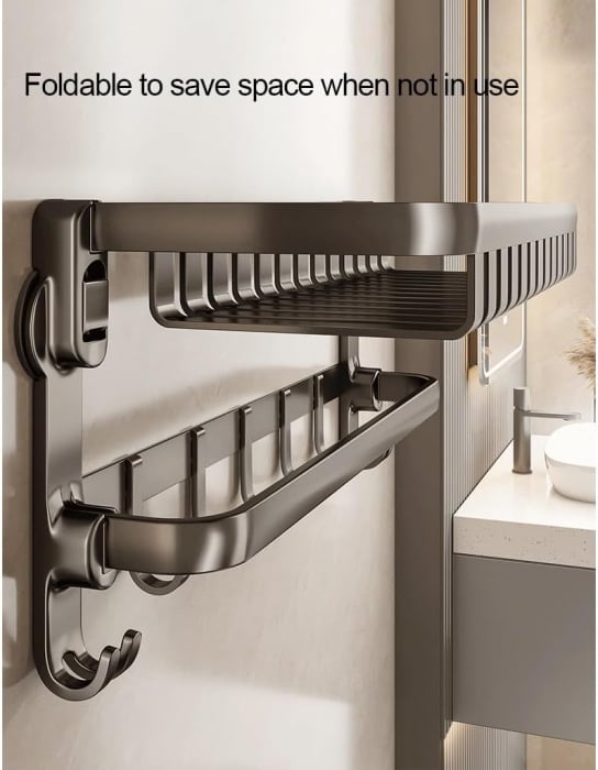 Suport Rabatabil pentru Prosoape, Inox, Gri – Spațios, Elegant și Rezistent la Rugină engross [2]