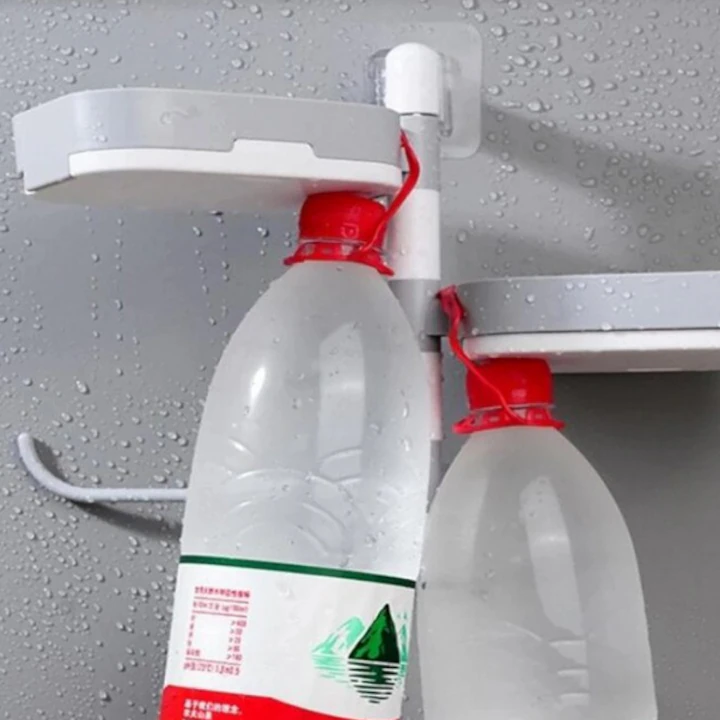 Suport Rotativ Multifuncțional pentru Baie, Plastic Rezistent, Montare Ușoară, Alb/Gri engross [5]
