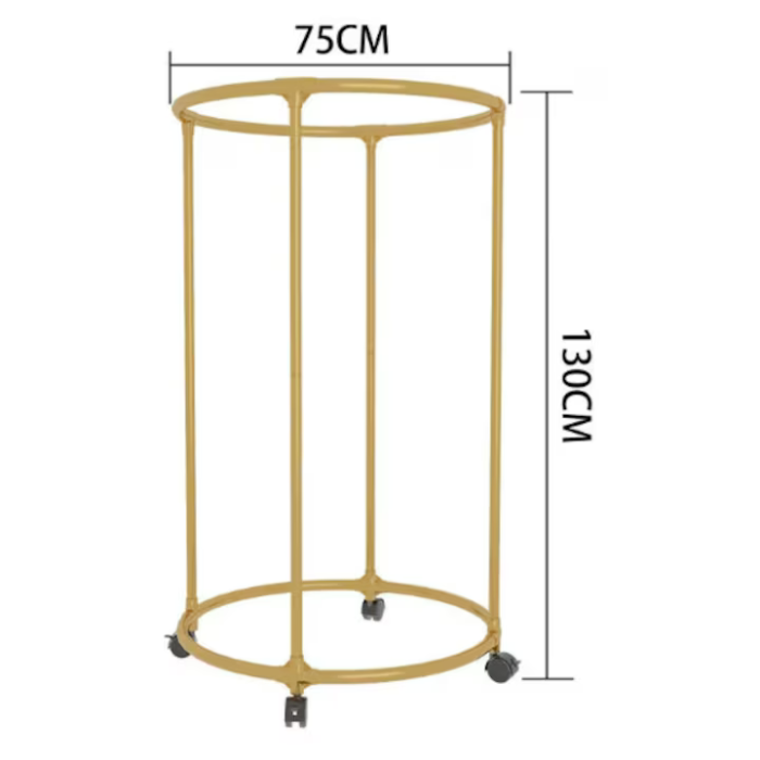 Suport rotund pentru haine, Oțel inoxidabil, Cu roți, Diametru bară 130 cm, Capacitate 40 kg, Auriu [2]