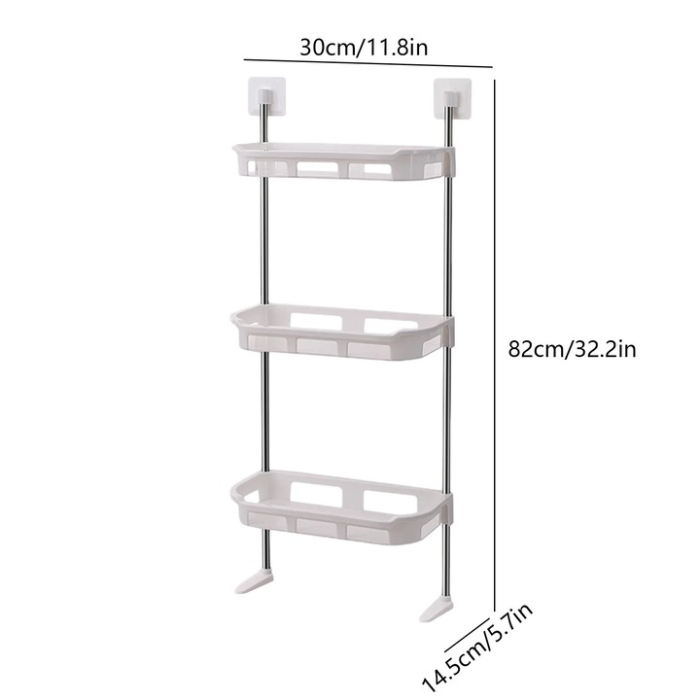Suport Toaletă și Organizator de Baie, Alb, 40x30x5 cm, Plastic Rezistent la Apă, Set cu 4 Cârlige Detașabile, Instalare Fără Unelte [5]