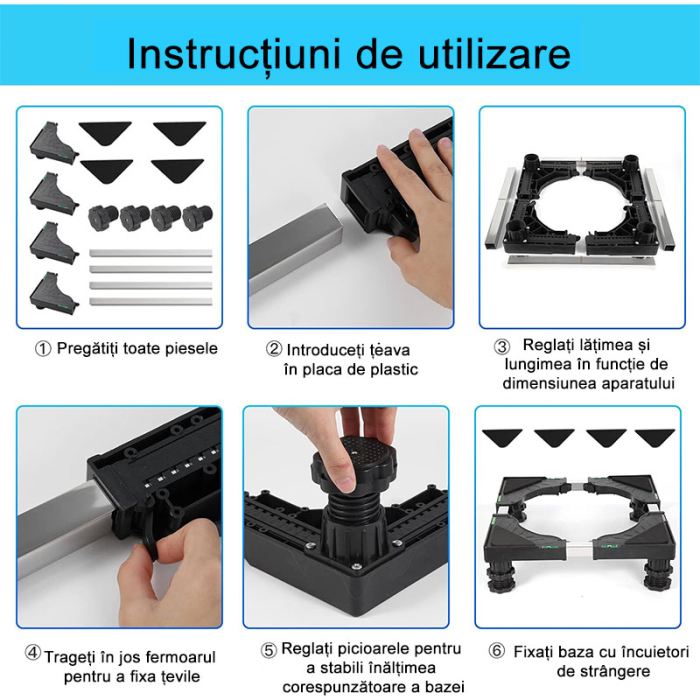 Suport Universal Ajustabil pentru Frigider și Electrocasnice – Capacitate 180 kg, Culoare Neagră [4]