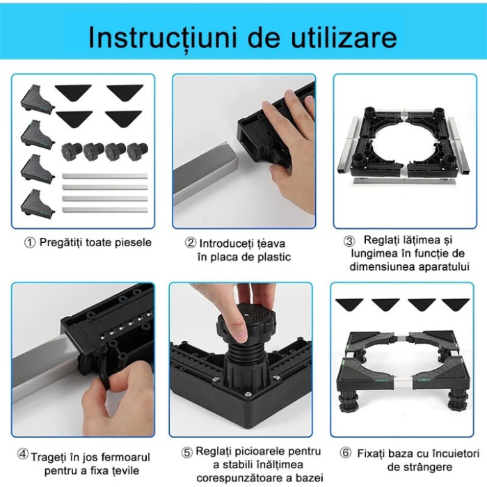 Suport Universal Ajustabil pentru Frigider și Electrocasnice – Capacitate 180 kg, Culoare Neagră [5]