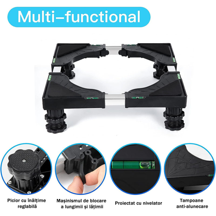 Suport Universal Ajustabil pentru Frigider și Electrocasnice – Capacitate 180 kg, Culoare Neagră [3]