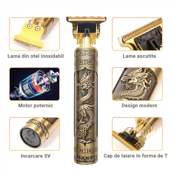 Aparat de tuns T9 engros – lame inox, motor silențios, reglabil, , ușor de curățat, ideal pentru uz casnic și saloane engros [3]