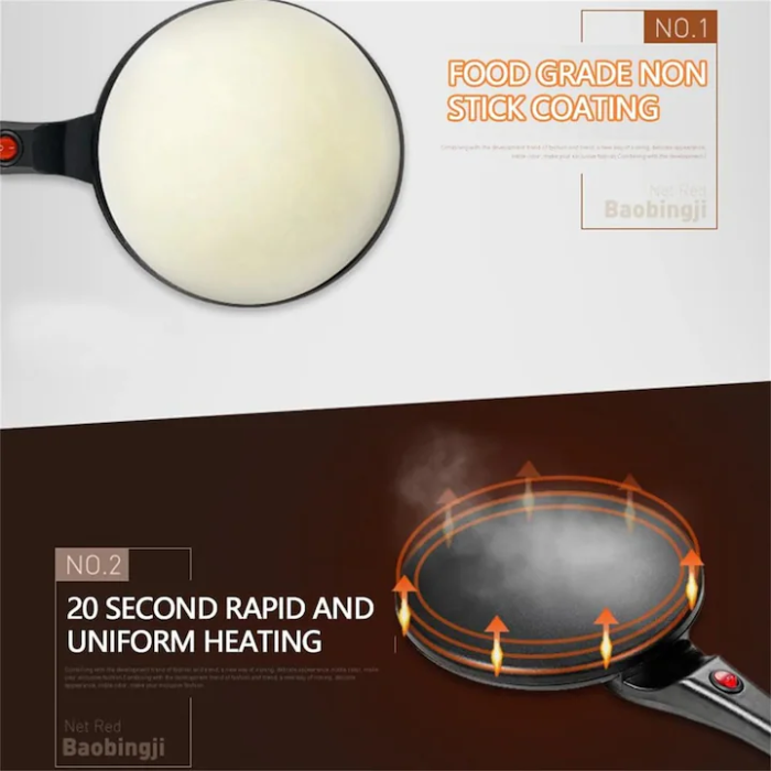 Tigaie Electrică pentru Clătite Fără Ulei – 600W, Alimentare 110V–220V, Diametru 26 cm [8]