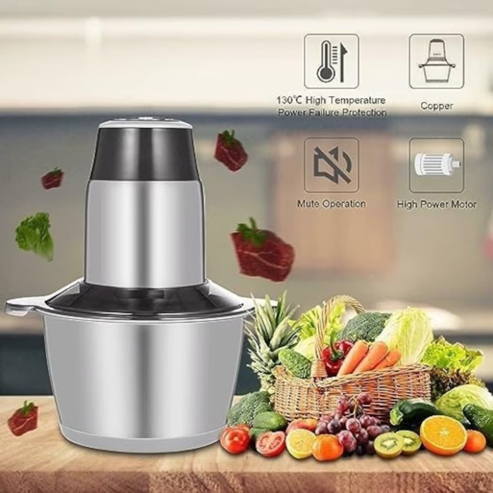 Tocator Electric 3L,Multifuncțional  cu 4 Lame din Inox, 2 Viteze și Bol din Oțel Inoxidabil engross [14]