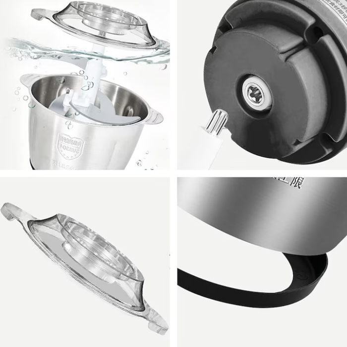 Tocator Electric 3L,Multifuncțional  cu 4 Lame din Inox, 2 Viteze și Bol din Oțel Inoxidabil engross [17]