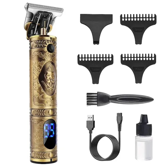 Trimmer profesional pentru bărbați, LCD, 180 min autonomie, motor 10W, design auriu, engross [1]