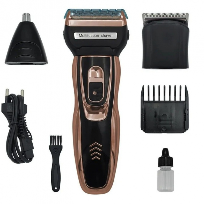 Trimmer Multifuncțional 3 în 1 GEEMY GM-595, Rezistent la Apă, Lame Titan, Negru/Auriu – Vânzare engros [4]