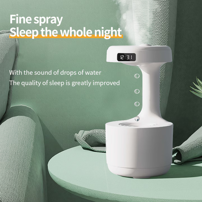 Umidificator Anti-Gravity Ultrasunete 800ml cu LED, Funcție Anti-Dry și Lumină Ambient – Alb Mat engross [8]