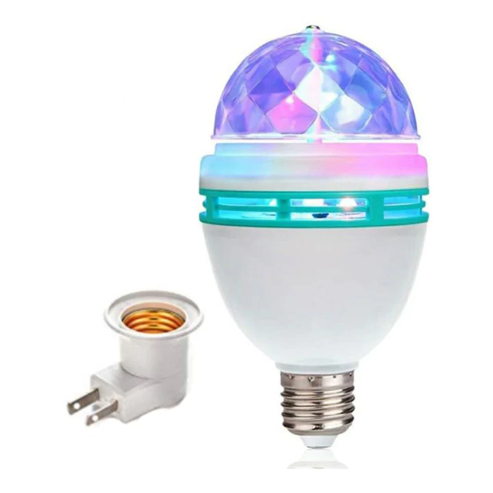 lampi si Lanterne solare led engros - Bec LED RGB Rotativ cu Fasung E27 – 3W, Iluminare Ambient și Proiecții Dinamice engross