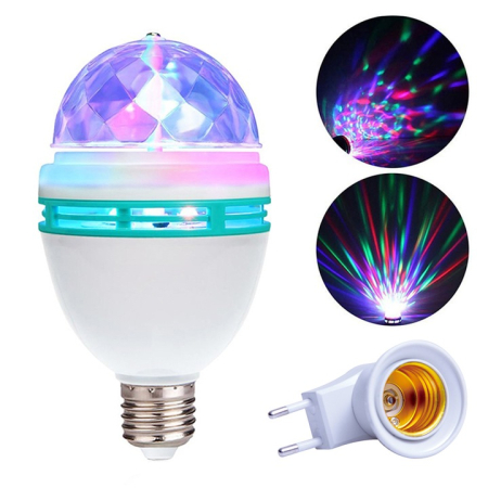 Bec LED RGB Rotativ cu Fasung E27 – 3W, Iluminare Ambient și Proiecții Dinamice engross [3]