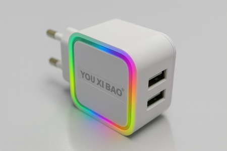 Accesorii Telefoane - Alimentator USB Dual cu LED RGB –  Încărcare Rapidă iOS & Android engross