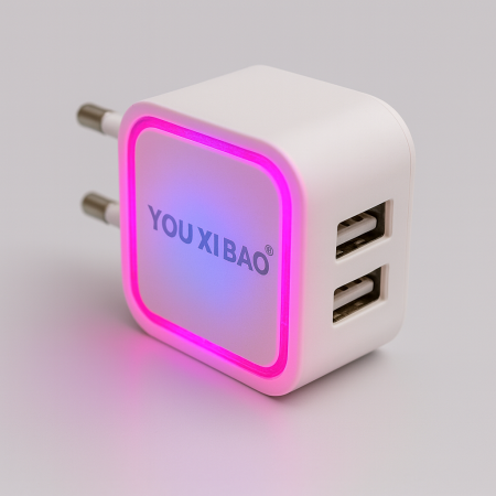 Alimentator USB Dual cu LED RGB –  Încărcare Rapidă iOS & Android engross [1]