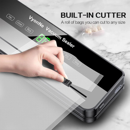 Aparat de vidat alimente Vacuum Sealer 120 W, Ecran tactil, Sterilizare UV, 6 moduri funcționare, 30 cm, Negru/Gri+ 10 pungi de vidat CADOU [1]