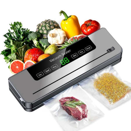 Casa si Bucatarie - Aparat de vidat alimente Vacuum Sealer 120 W, Ecran tactil, Sterilizare UV, 6 moduri funcționare, 30 cm, Gri