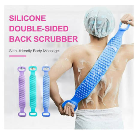 Banda exfoliere și spălare corp, Silicon moale și durabil, Curățare profundă, masaj și relaxare, 2 fețe striate, 60 x 10 cm [6]