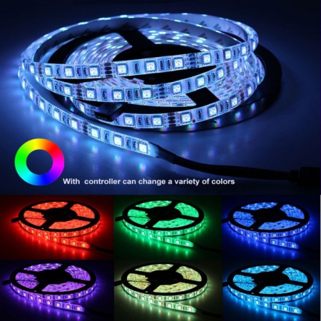 Bandă LED 5m cu Telecomandă – SMD 3528/5050, 12V/24V, 30–120 LED/m, Multicolor & Monocrom, Rezistentă la Apă engross [4]