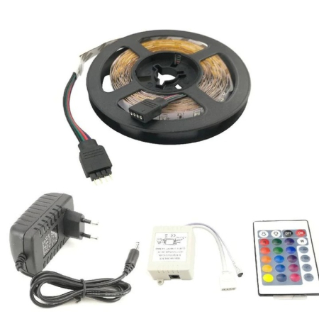 Bandă LED RGB Multicolor cu Telecomandă – 5m/10m, 12V, 60 LED-uri/m, Rezistentă la Apă engross [8]