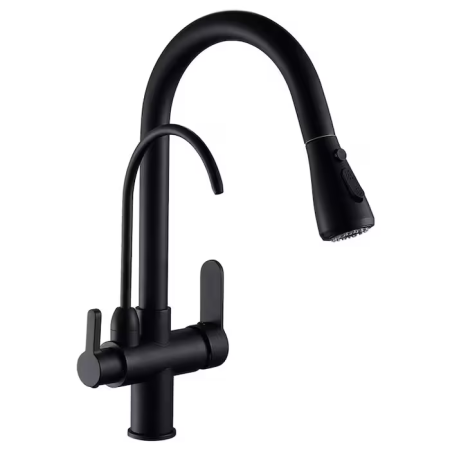 Baterie Bucătărie 3 în 1 cu Robinet pentru Apă Filtrată, Jet Pulverizare 18 Inch, Negru engross [2]