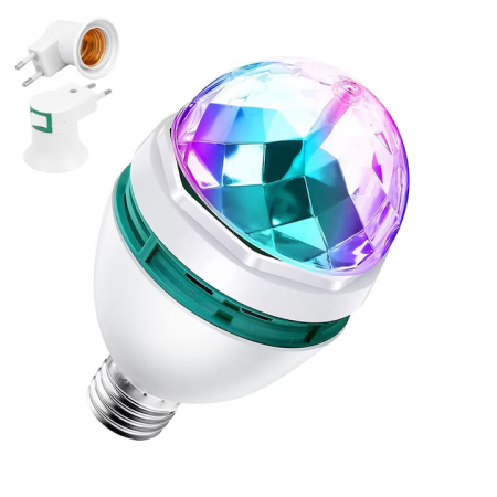 Bec LED RGB Rotativ cu Fasung E27 – 3W, Iluminare Ambient și Proiecții Dinamice engross [6]