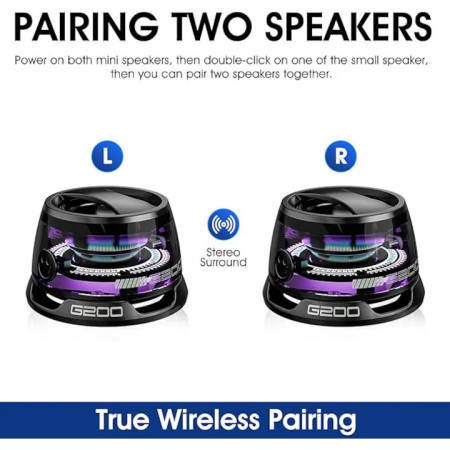 Boxă Bluetooth Rezistentă la Apă IPX7 – Iluminare RGB, Sunet 3D, TWS Dual Channel, Magnetică pentru Telefoane și Suprafețe Metalice, Negru [6]