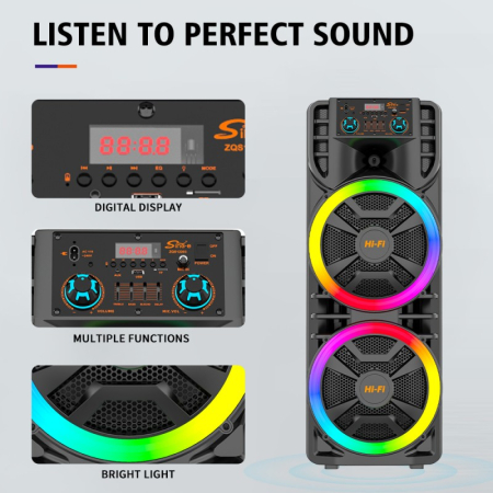 Boxă Bluetooth Wireless ZQS12203, 80W Putere Reală, Autonomie Mare, Design Outdoor, Ideală pentru Karaoke engross [3]