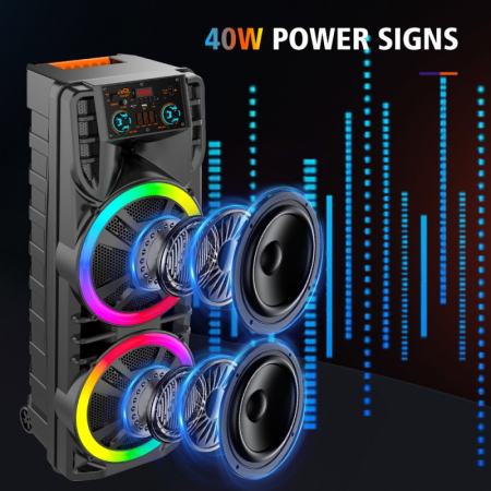 Boxă Bluetooth Wireless ZQS12203, 80W Putere Reală, Autonomie Mare, Design Outdoor, Ideală pentru Karaoke engross [4]