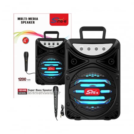 Boxe Audio - Boxă Portabilă Wireless ZQS1480 cu Microfon – 8W, LED Color, Bluetooth 5.0, Karaoke, TWS engross
