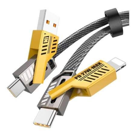 Cablu 4 în 1 USB-C / Lightning / MicroUSB, Fast Charge până la 65W, Transfer Date 480 Mbps – Vânzare engros [6]