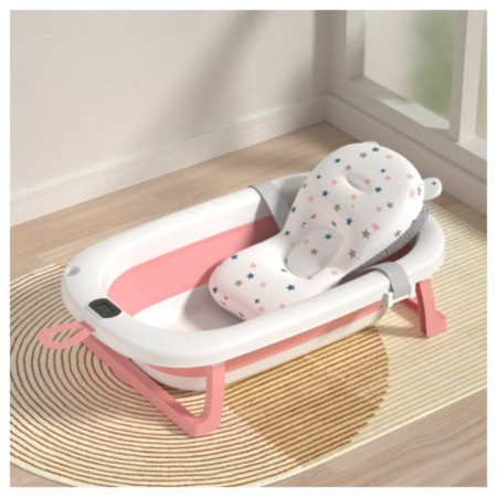 Cădiță Pliabilă pentru Bebe cu Termometru Digital, Dop de Scurgere, Picioare Anti-Alunecare, Design Ergonomic, Stabilă și Portabilă, Ideală pentru Călătorii și Spații Mici, 0–36 Luni [9]
