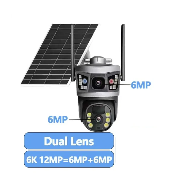 Cameră de Supraveghere 4G, 2 lentile, 360° – 6MP Ultra HD, Panou Solar 7W, Baterie 12000mAh, Detecție Mișcare & Audio Bidirecțional, IP66 engross [5]