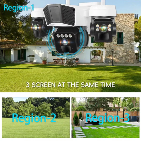 Cameră de Supraveghere Triplă 4G cu Panou Solar 10W și Baterie 16.000 mAh, Ultra HD 15MP, PTZ 355°/180°, Zoom 10x, PIR + Radar, Audio Bidirecțional, IP66 [3]