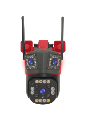 Camere de supraveghere - Cameră de Supraveghere Triplă WiFi/4G, 12MP Ultra HD, PTZ 355°, Zoom 5X, Night Vision Color, Audio 2-Way engross