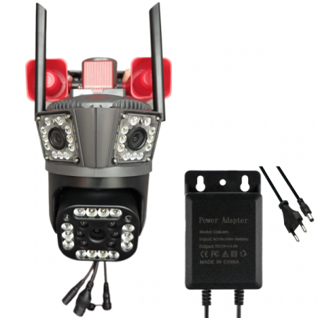 Cameră de Supraveghere 3 lentile, 4G, 12MP Ultra HD, PTZ 355°, Zoom 5X, Night Vision Color, Audio 2-Way engross [8]