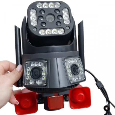 Cameră de Supraveghere Triplă WiFi/4G, 12MP Ultra HD, PTZ 355°, Zoom 5X, Night Vision Color, Audio 2-Way engross [4]