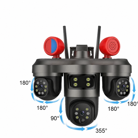 Cameră Supraveghere Exterior WiFi 6MP, 3 Lentile, PTZ 360°, Zoom 10X, Night Vision, Audio Bidirecțional, Sirenă Integrată, Manual în Limba Română [10]