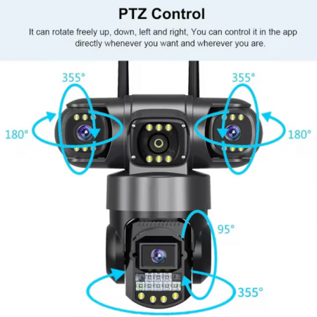 Cameră de Supraveghere WiFi 12MP Tripla, 2K, PTZ, Zoom 10X, Vedere Nocturnă Color, Audio Bidirecțional engross [5]