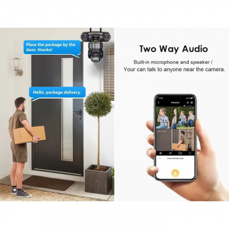 Cameră de Supraveghere WiFi 12MP Tripla, 2K, PTZ, Zoom 10X, Vedere Nocturnă Color, Audio Bidirecțional engross [2]