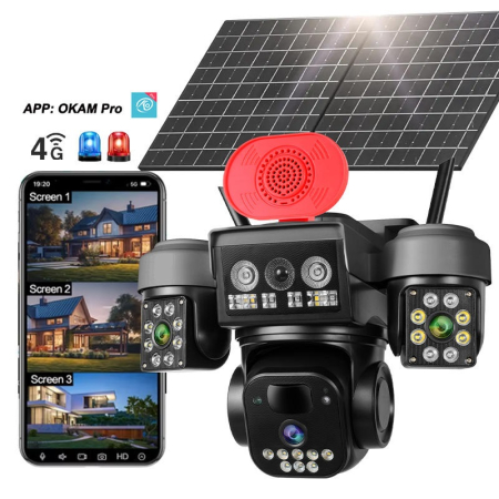 Camere de supraveghere - Cameră Video PTZ 4G 12MP cu Alimentare Solară – Impermeabilă IP66, Vedere 355°, Detectare Mișcare și Audio Bidirecțional