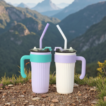 Cana Termos de Voiaj, Oțel Inoxidabil 304, Capacitate Medie, Izolare Termică pentru Bauturi Calde și Reci, Gura Largă și Maner, Ideală pentru Călătorii [1]