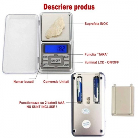 Cântar de Buzunar MH-500 – 500 g, Precizie 0,1 g, Funcție TARA, Design Compact Argintiu engross [7]