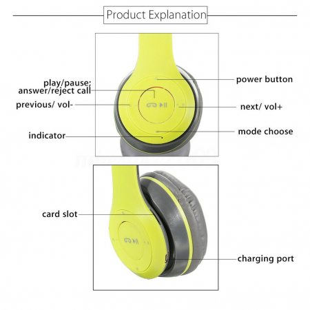 Căști Wireless P47 Bluetooth 5.0 Over-Ear, Pliabile, Bass Puternic și Microfon – Vânzare engros [4]
