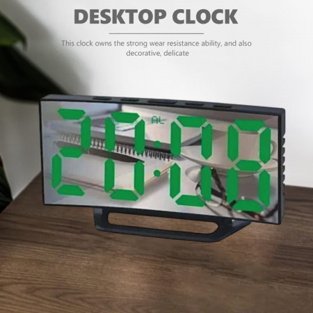 Ceas de Birou DS-3811L cu Oglindă, Afișaj LED, Alarmă & Snooze, Design Modern engross [2]