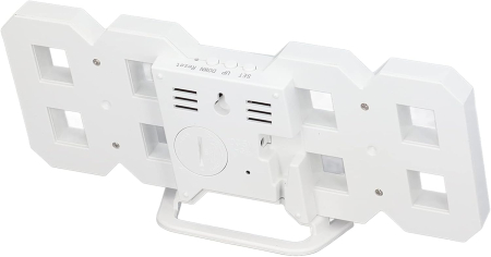 Ceas de Masă LED 3D Digital, Ramă Albă, Afișaj Oră, Temperatură și Cronometru, Funcție Alarmă cu Snooze, Ecran LED Mare, Material ABS, Dimensiuni 23 × 9,3 cm, pentru Dormitor, Birou sau Living [5]