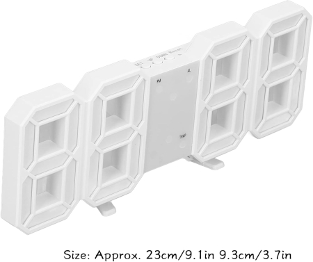 Ceas de Masă LED 3D Digital, Ramă Albă, Afișaj Oră, Temperatură și Cronometru, Funcție Alarmă cu Snooze, Ecran LED Mare, Material ABS, Dimensiuni 23 × 9,3 cm, pentru Dormitor, Birou sau Living [4]