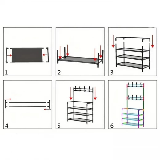 Cuier Metalic Multifuncțional cu 5 Rafturi și 8 Cârlige engross [2]