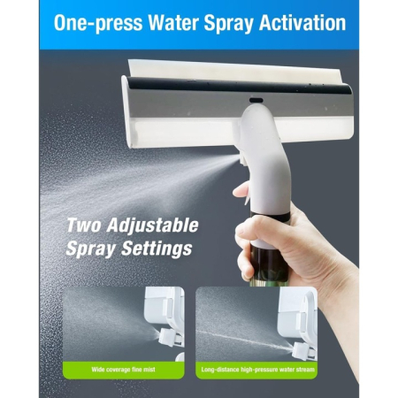 Curățător Geamuri cu Funcție de Pulverizare – Maner Reglabil Telescopic, Racletă Silicon, Brat Mobil 45°, Gri [3]