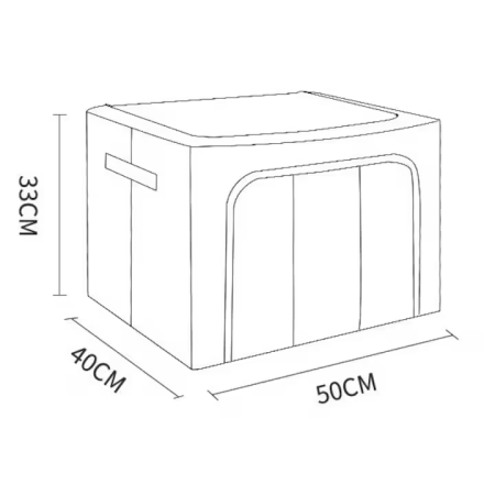 Cutie de Depozitare Pliabilă cu Fereastră și Fermoar Dublu, 66 L, Textil Premium Impermeabil, Cadru Metalic, 50×40×33 cm, Bej [5]